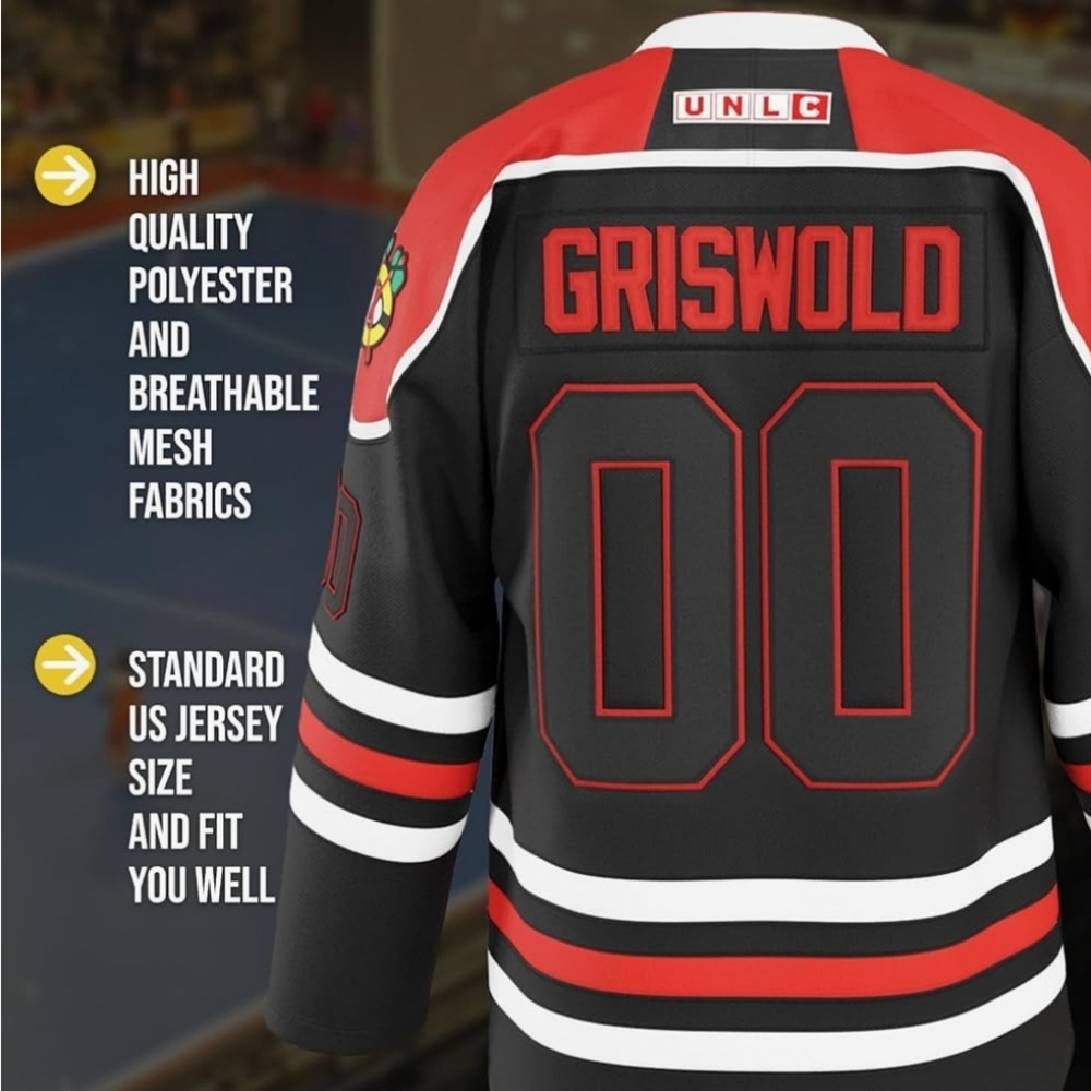 CLARK GRISWOLD CHRISTMAS VACATION BLACKHAWKS JERSEY 🎄 Rare Black Color! - Picture 4 of 5